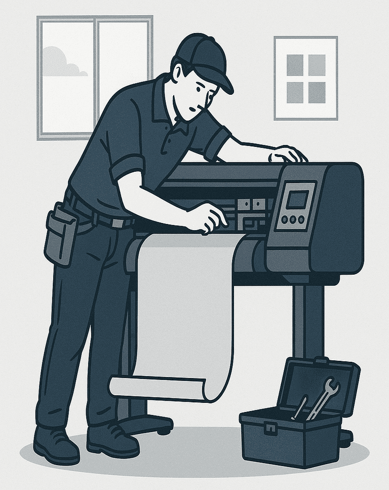 engineer doing service on printer